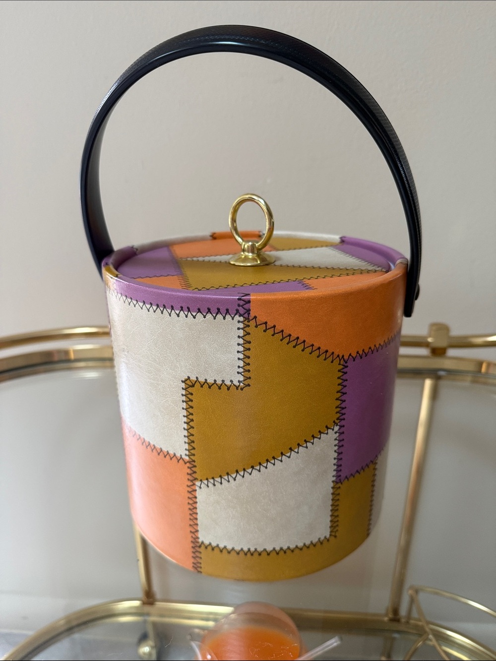 Mid Century Multicolor Patchwork  Ice Bucket - Picture 16 of 17